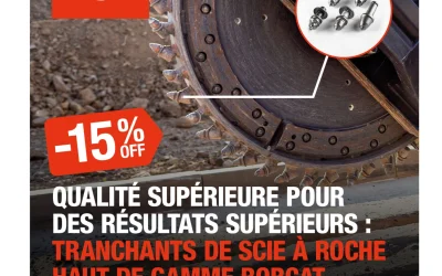 15% de remise sur les dents de scie à roche BOBCAT en mars 2025